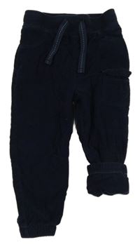 Tmavomodré podšité manšestráky s úpletovým pasem Lupilu