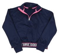 Tmavomodrá sportovní crop mikina s nápisem Ergeenomixx