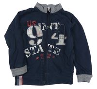 Tmavomodrá propínací mikina s nápisem