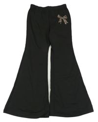 Černé flare legíny s mašlí shein