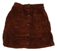 Hnědá manšestrová sukně s knoflíky Next