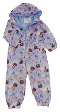 Lila-modrá šusťáková jarní bunda s Frozen a kapucí Disney