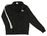 Černá sportovní propínací mikina s bílými pruhy a logem Lonsdale