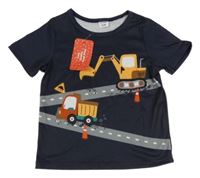 Nové - tmavomodré tričko s bagry 