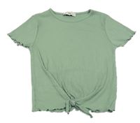 Zelené žebrované tričko s uzlem C&A