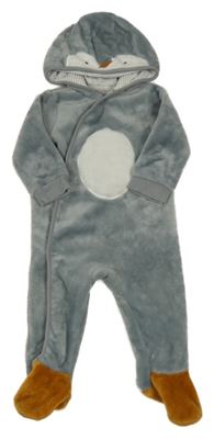 Šedá plyšová kombinéza s kapucí - tučňák C&A