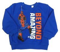 Modrá mikina s nápisem a Spidermanem Primark