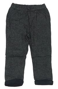 Tmavošedé kostkované teplákové podšité kalhoty Matalan