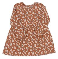 Skořicovo-bílé vzorované úpletové šaty PRIMARK