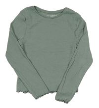 Zelené žebrované crop triko Primark