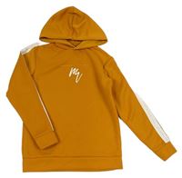 Hořčicová mikina s nápisy a kapucí River Island