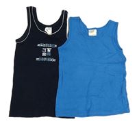 2set - 2x tílko + modré + tmavomodré s potiskem 