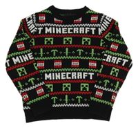 Černo-zeleno-červeno-bílý vzorovaný svetr - Minecraft Nutmeg