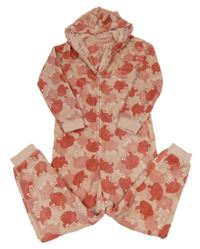 Růžová plyšová kombinéza s Blush a kapucí George
