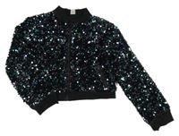 Černý třpytivý flitrovaný crop bomber Tu