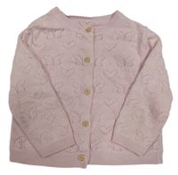 Světlerůžový propínací svetr s motýlky Nutmeg