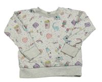 Světlešedá mikina s obrázky Tu