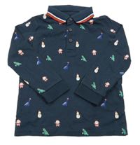 Tmavomodré polo triko se Santou a diny George