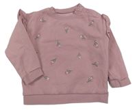 Růžová květovaná mikina s volánky Tu