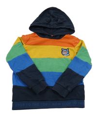 Tmavomodro-barevná pruhovaná mikina s liškou a kapucí S. Oliver