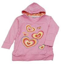 Růžová lehká mikina se srdíčky a kapucí 