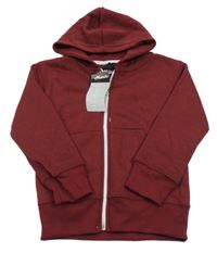 Nové - Vínová propínací mikina s kapucí 