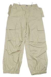 Béžové plátěné cargo cuff kalhoty Benetton