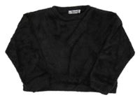 Černý chlupatý crop svetr 