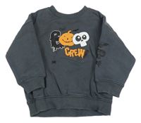 Antracitová mikina s dýní a lebkou F&F