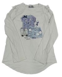 Bílé triko s potiskem oblečení Original Marines