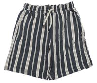 Antracitovo-smetanové pruhované teplákové kraťasy Nutmeg