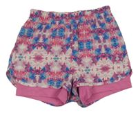 Modro-růžovo-bílé vzorované sportovní kraťasy Matalan