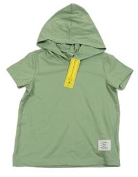 Nové - Světlezelené tričko s kapucí Shein