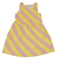Růžovo-žluté pruhované šaty H&M