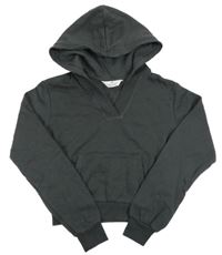 Antracitová crop mikina s kapucí H&M