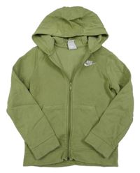 Khaki propínací mikina s logem a kapucí Nike