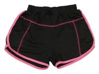 Černo-neonově růžové sportovní kraťasy 