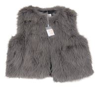 Nové - Šedá kožešinová podšitá vesta Primark