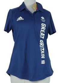 Dámské tmavomodré sportovní polo tričko s nápisem Adidas 