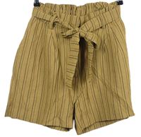 Dámské hnědo-černé proužkované volné kraťasy s páskem H&M