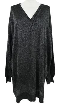 Nové - Dámská černo-stříbrná třpytivá tunika 