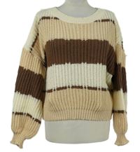 Dámský béžovo-hnědý pruhovaný svetr Shein 