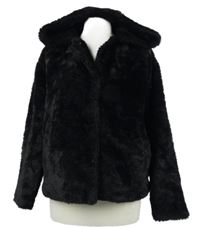 Dámská černá kožešinová bunda s kapucí Primark 