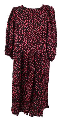 Nové - Dámské černo-růžové vzorované midi šaty George 