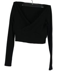 Dámské černé žebrované crop triko Shein 