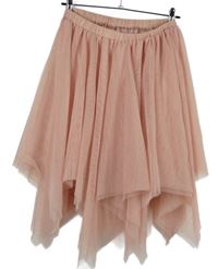 Dámská světlerůžová tylová sukně s cípy 