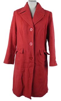 Dámský červený vlněný kabát s mašlemi M&S