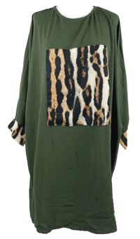 Dámské khaki-vzorované volné šaty Made in Italy 