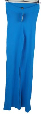 Dámské safírové žebrované pletené palazzo kalhoty Primark 