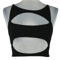 Dámský černý žebrovaný crop top s průstřihy Shein 